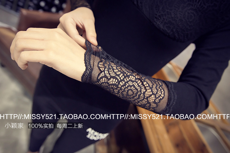 Áo len mùa thu và mùa đông ren áo sơ mi nữ tay dài Phiên bản Hàn Quốc của áo len cỡ lớn Slim ngắn tay đa năng cardigan len