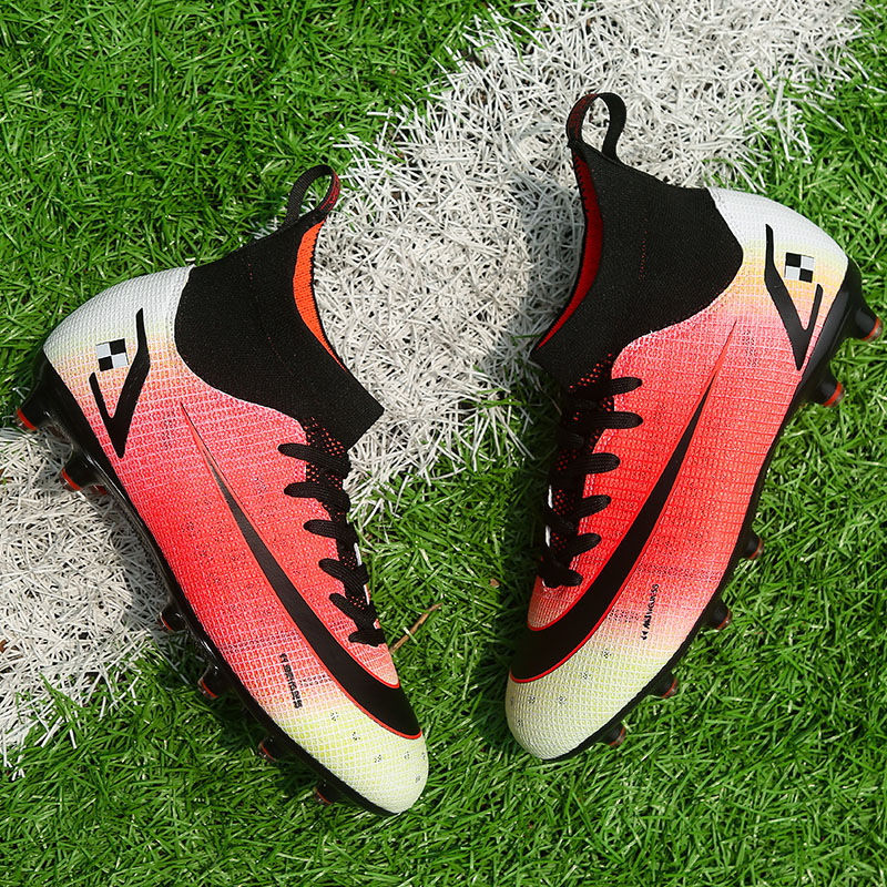 Ronaldo's new high-top football shoes for men and women long broken short nails children's assassin K student anti-slip field training AG sneakers