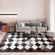Light luxury living room sofa cowhide stitching carpet American bedroom bedside blanket coffee color leather horsehair floor mat door mat