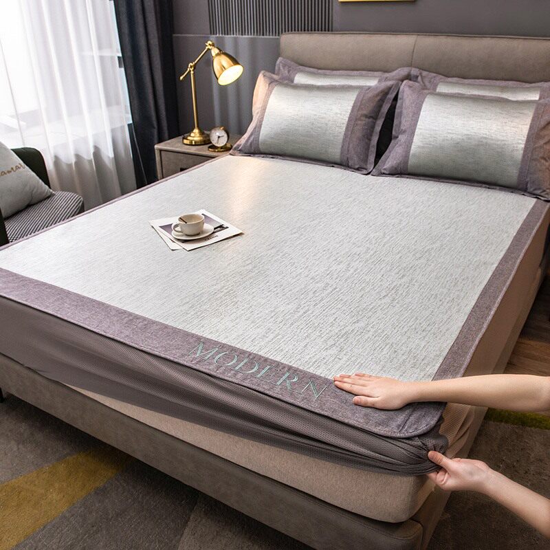 Summer full bunk bed Ogasawara bed sheet Ice Silk Cool Mat three sets Embroidered Breathable Sweat-Folds Air Conditioning Cool Mat