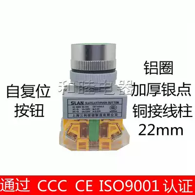 Shanghai Sanli SLA7Y090 button switch self-reset LAY37-11BN flat head start jog button 22m