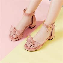 Girl High Heel Sandals 2022 Children Shoes New Summer Softbottom Princess Little Girl 10 students CUHK 12 years old