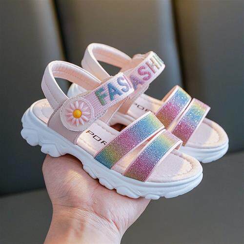 Girl sandals 2021 New Summer Fashion CUHK Fairy Netting Red Little Zou Chrysanthemum Children Soft Bottom Elementary School Children's Shoes