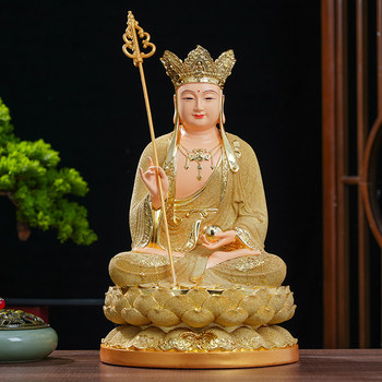 New Ksitigarbha Bodhisattva Buddha Statue, Ksitigarbha Statue in Real Size, Home Worship Ornament, Resin Sand-Gold Ksitigarbha Buddha Statue