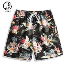 2021 Speed Dry Beach Pants Male Gats Up Speed Dry Casual 50% Pants Loose Beach Holiday Island Flower Shorts