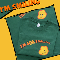 Keep a smile fun illustration printed niche design retro men and women couples cotton short sleeve spring summer T-shirt