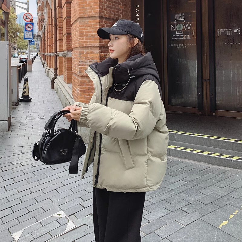Lusam Color-Blocked Short down Jacket for Women, 2025 Winter New American-Style White Duck down Puffer Coat