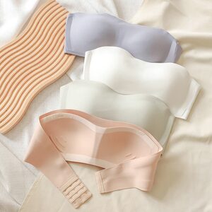 Strapless Underwear for Women, Non-Slip, Push-Up, Seamless, Invisible Bandeau Style, Wire-Free, Wrap-Around Bra, Summer Thin Style