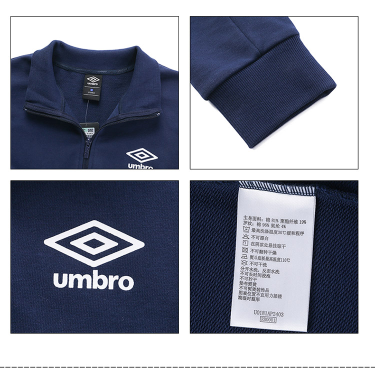 Umbro yinbao 2018 mùa thu đông mới áo khoác thể thao cardigan giản dị nam đứng cổ áo khoác UO181AP2403 áo khoác adidas neo