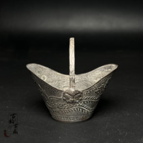 Old Tibet Return Old Silver Dragon Fengyuan Bao Chase Copper Basket Antique Fabric Collection of Retro-Antique Items