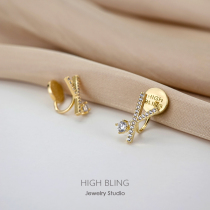 Joker must enter painless mosquito coil ear clip without ear hole female X-shaped zircon earrings female s925 Silver Needle