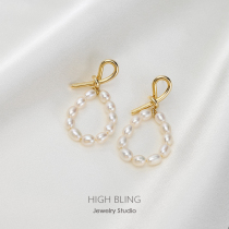 French high sense of fashion original natural pearl ear clip ear stud female silver needle mosquito coil plate ear clip No ear hole female