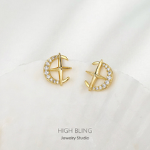 Mosquito coil plate ear clip No ear hole female beauty young warrior Zircon ear stud earrings silver needle female painless stealth