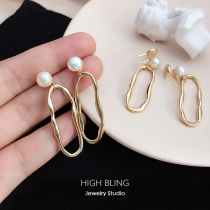 No pierced ears must be thin commuting natural pearl long sterling silver earrings stud earrings female painless mosquito coil ear clip