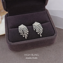 No pierced ears must enter the temperament low-key sparkling rhinestone tassel earrings earrings womens 925 silver needle mosquito coil plate ear clip