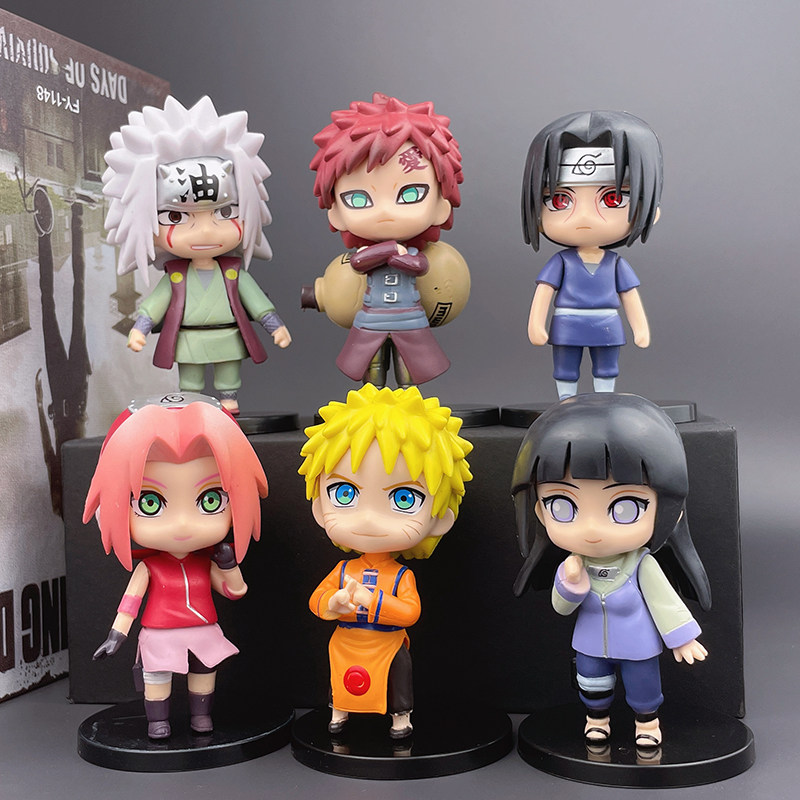 Naruto Handmade Model Q Edition Naruto Sasuke Kakashi I Love Rakuza Sakura Doll Ornament Gift Box