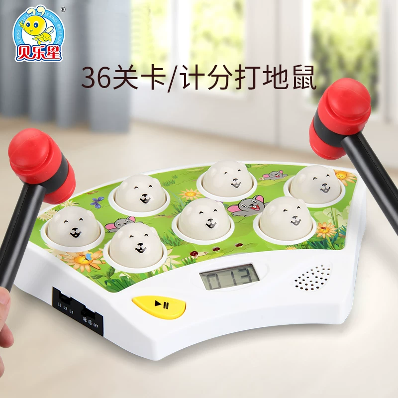 Electric classic toy for early age anti-stress \"Gopher\", drums, interactive action game, game console, for children and parents