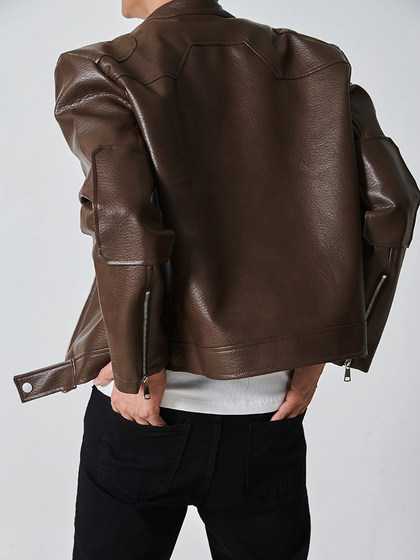 宋春江同款 春季短款皮衣百搭痞帅机车夹克cleanfit高级感男外套