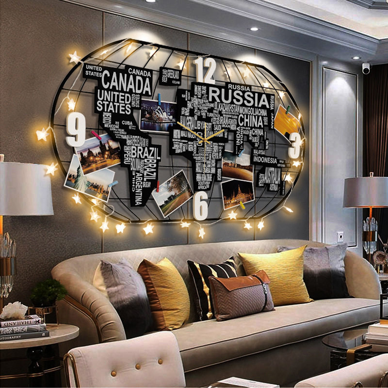 Nordic Creative World Map Watches and clocks Living room Home Decorative Clocks