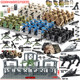 Military Building Blocks, Special Forces Minifigures, Swat, Armed War Wolves, Equipment, Robot Dogs, Airplanes, Assembled Educational Toys for Boys
