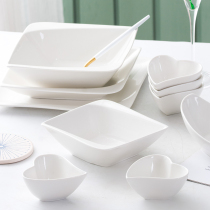 Home Ceramic Cutlery Nordic Pure White Bowl Dish Salad Dessert Bowl Western Meal Tray Creative Profiled Deep Soup Pan Flat Pan