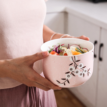 Large capacity ceramic sealed fresh bowl three-piece microwave oven packed lunch box with lid snowflake storage tank