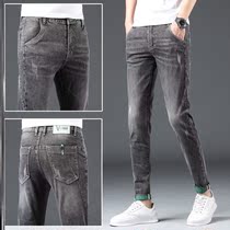 Tide-card elastic jeans 2021 New mens - ins-port wind in small foot Korean version easy for the spring and autumn