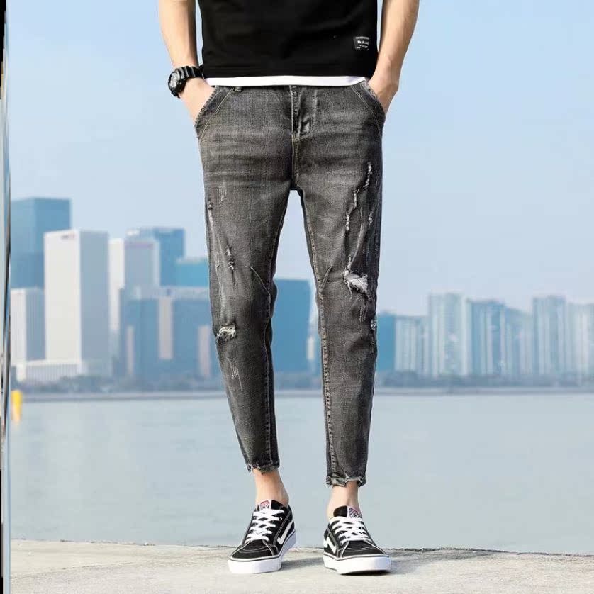 Elastic Tide Card Jeans 2021 The new male trend to be slim and slim fit with a thin foot and a thin 100 lap