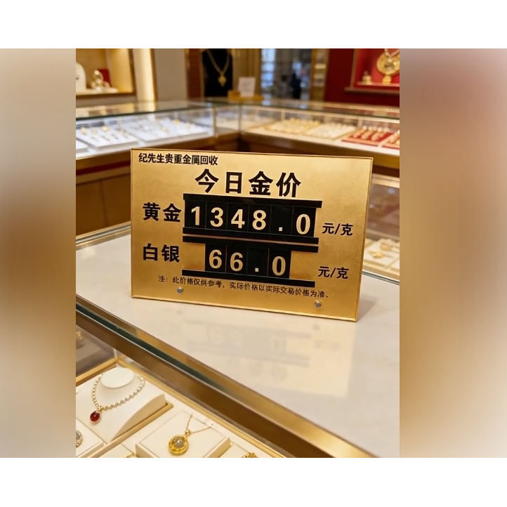 Gold Store's Current Gold Price Display Board, Price Tag for Silver Jewelry Store, Adjustable Digital Stand Sign, Jewelry Price Tag