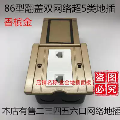 Type 86 small ground plug dual network port plug dual network computer 2 two port network route super category 5 category RJ45 open ground plug