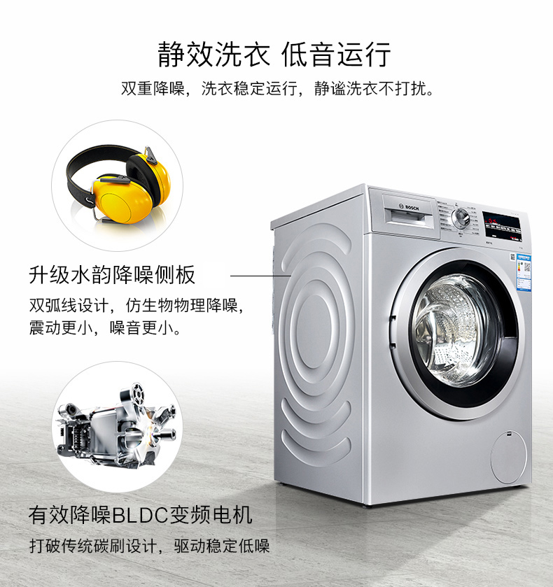 Máy giặt trống công suất lớn hoàn toàn tự động gia đình Bosch / Bosch WAP282682W10 kg - May giặt máy giặt mediamart