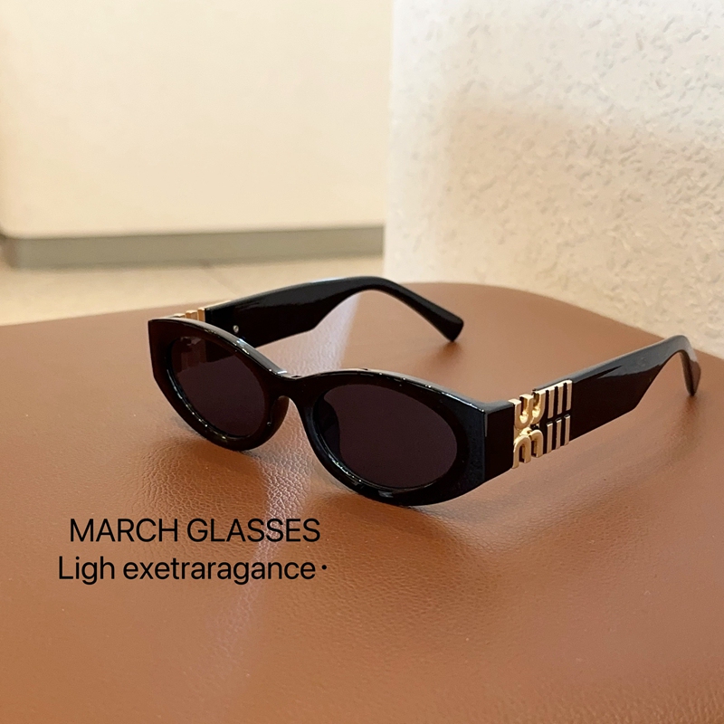 Korean Style High-Quality Cat-Eye Sunglasses with Letter Design, Hot Girl European and American Style, High-End Retro Sunglasses, Versatile Glasses