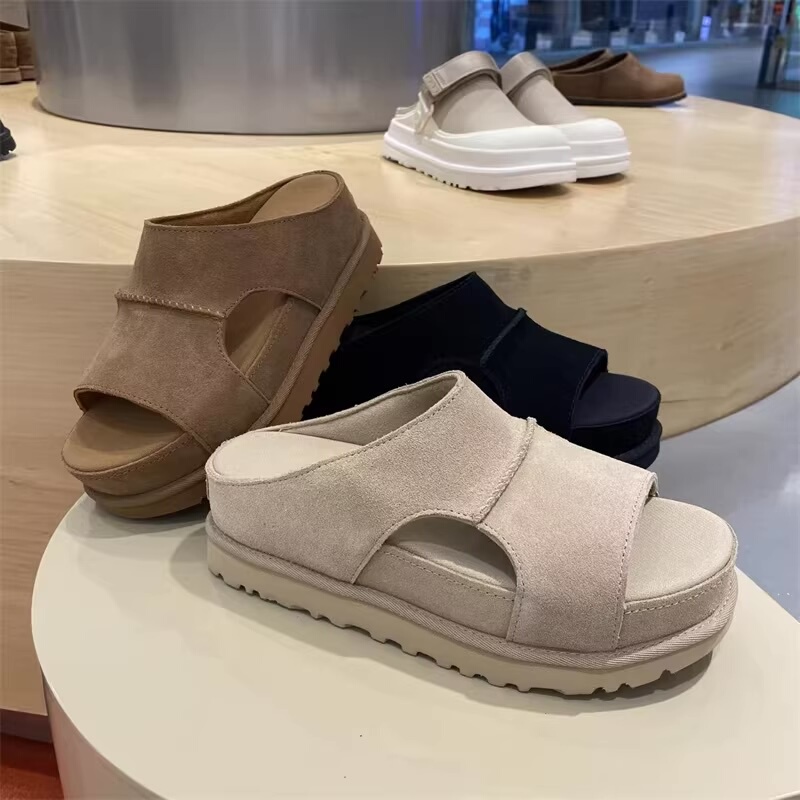 [First-Layer Cowhide] 2026 Summer New Fashion Casual Height-Increasing Thick-Soled Sandals for Women, Genuine Leather Slippers for Outdoor Wear