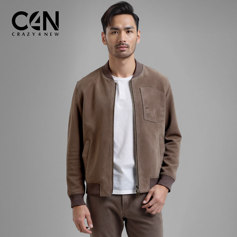 C4N I'M a Fan of New Products, Unisex Suede Casual Trendy Bomber Jacket Neely