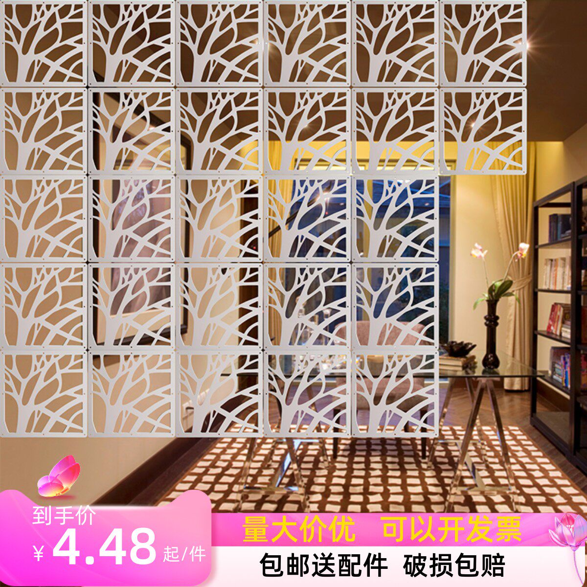 Hanging Screen Modern Minimalist Fashion Living Room Dining Room Dining Room Hollowed-out Sculptures Retro Fuku Genguan Folding Mobile Partition Curtain