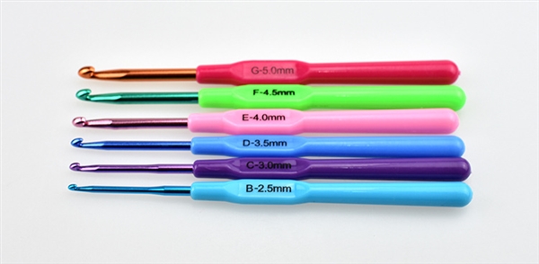 Công cụ dệt kim tay crochet thiết lập Móc kim loại màu 6 que móc sợi alumina - Công cụ & vật liệu may DIY kéo bấm chỉ nhật