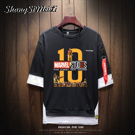 短袖t恤男复仇者联盟4漫威十周年钢铁侠蜘蛛侠