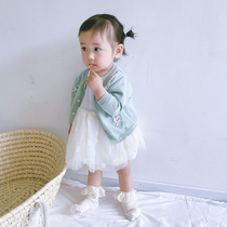 Baby knitted cardigan 2022 spring baby air-conditioned sweater coat baby cardigan girls small foreign style childrens clothing