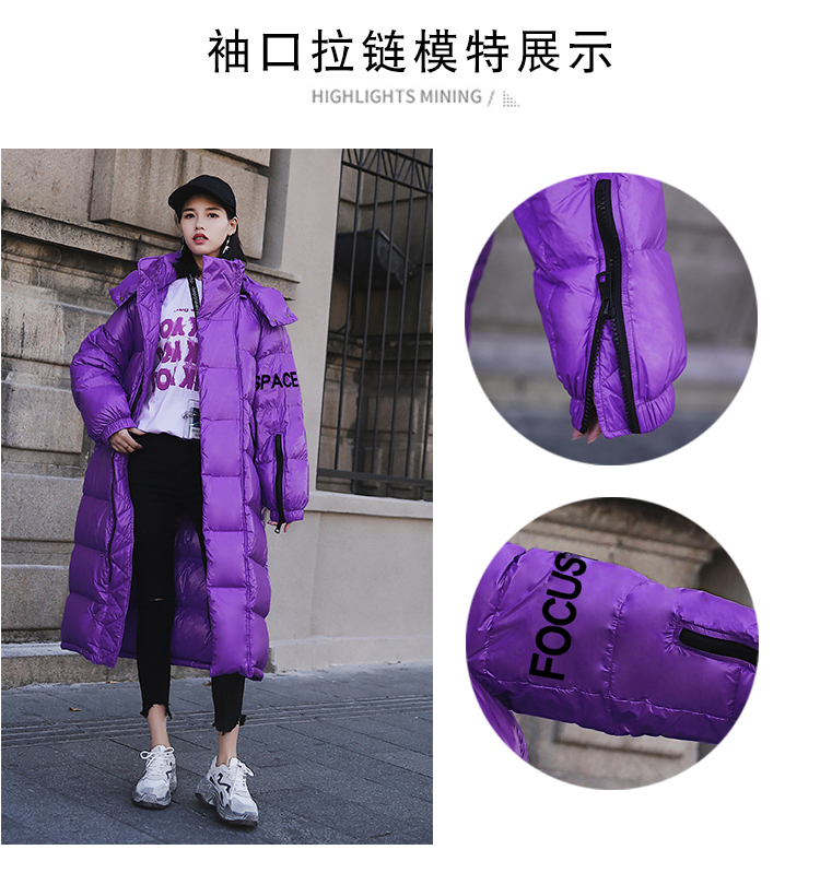 Quần áo cotton mỏng nữ dài 2018 mới lưới quần áo màu đỏ trên đầu gối xuống áo khoác Dongdaemun x2 cotton mùa đông áo phao đen nữ