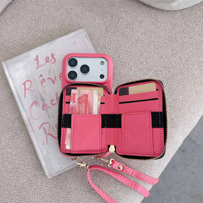 Zipper Coin Purse Apple 17 Pro Max Phone Case with Lanyard Suitable for iPhone 16 Pro Crossbody Strap 15 Crossbody Backpack Style 14 Card Holder Integrated 13 Card Slot 12 Crossbody 11