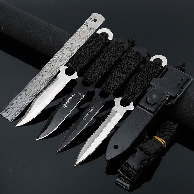 Yangjiang Knife American Tied Leg Army Knife Paratrooper Knife Paratrooper Knife Field Begging For Raw Diving Tied Leg Straight Knife Tangled Rope Plastic Knife Sheath