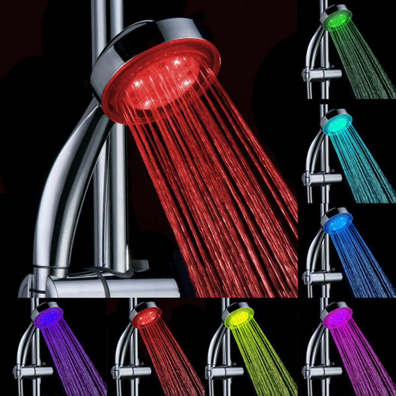 Color self-variable nozzle temperature control tricolor LED handheld shower water heater bathroom nozzle glow shower head