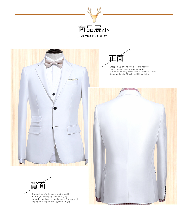 Bộ đồ vest nam màu trắng chú rể ăn mặc phiên bản Hàn Quốc của chiếc váy dạ hội Anh gió XL mùa hè - Suit phù hợp quần áo nam