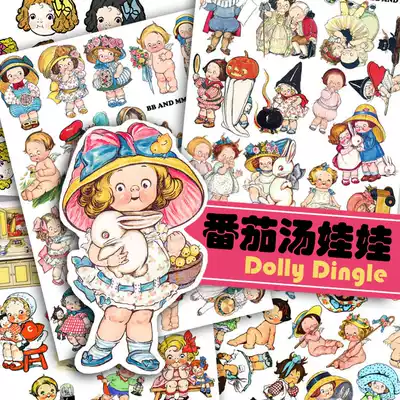 New vintage homemade stickers hand account material dolly dingle tomato soup doll fat dolly