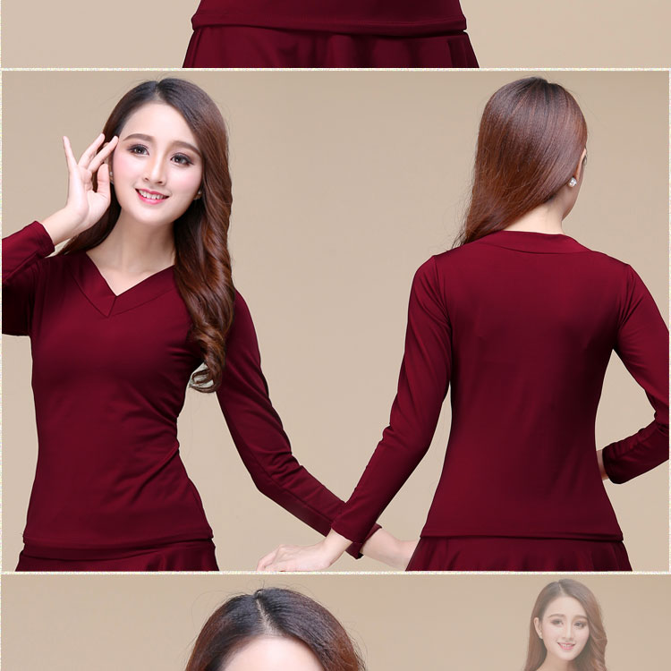 Trang phục khiêu vũ vuông mùa xuân và mùa thu dài tay áo cộng với áo lụa nhung lụa thực hành quần áo trang phục khiêu vũ trang phục khiêu vũ quần áo - Khiêu vũ / Thể dục nhịp điệu / Thể dục dụng cụ giày tập múa cho bé