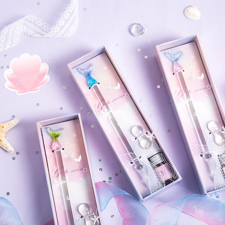 Starry sky glass pen dipped in water pen crystal pen students use dipped in ink pen gradient color dipped in water birthday gift set