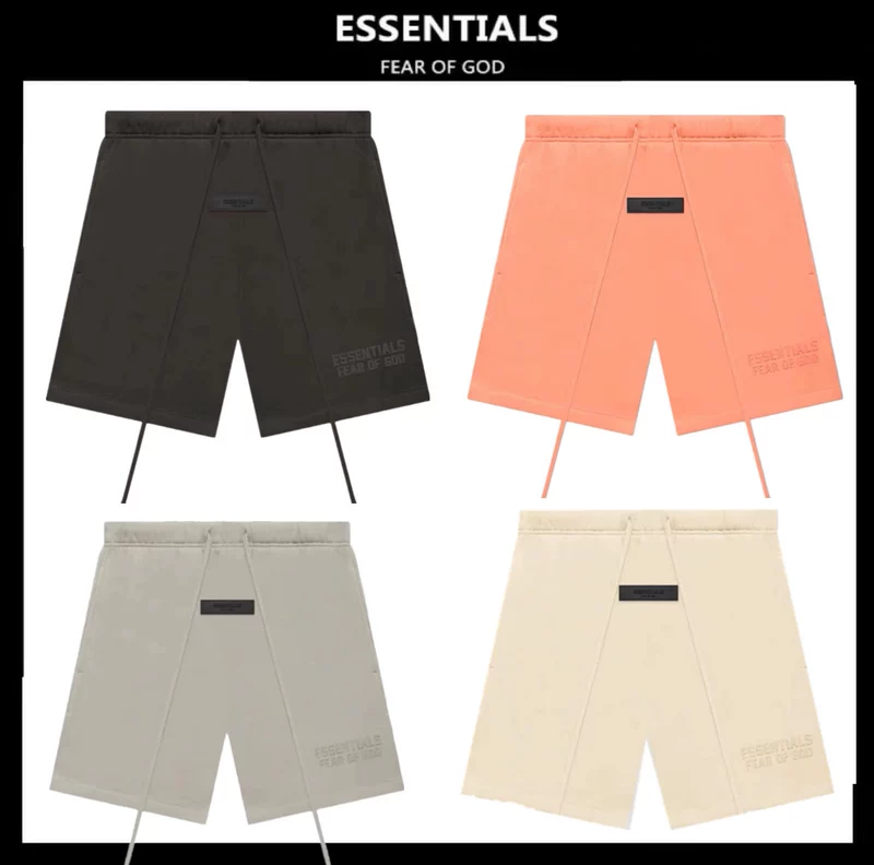 50% скидка FOG Американский модный бренд Essentials многополосные боковые карманы двойной ряд флокированной надписи свободные шорты
