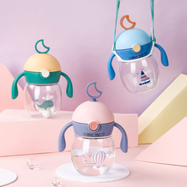 Dilobel baby drink water cup with straw handle Safe childrens cup portable water bottle anti-leakage anti-fall kettle
