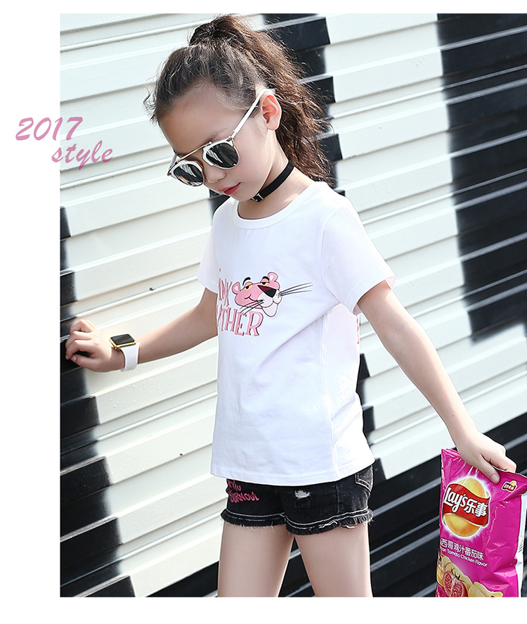 Áo sơ mi nữ họa tiết, áo thun nữ tay ngắn cho nữ, áo sơ mi trẻ em mới 2018, áo ngắn tay nữ, trẻ lớn, hè 7 áo phông bé trai 1-12 tuổi