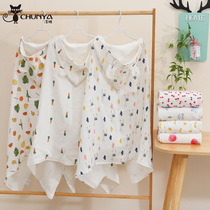 Childrens hooded bath towel cotton gauze baby cartoon cloak spring and summer four seasons baby bath absorbent bath towel cloak